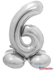 Számok Ezüst 6-os Silver szám fólia lufi talppal 72 cm (JAV_MLG145946)