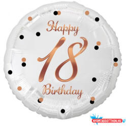 Boldog Születésnapot Happy Birthday 18 B&C White fólia lufi 36 cm (JAV_MLG147933)