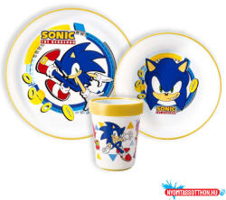 Sonic a sündisznó Rings csúszásmentes étkészlet, micro műanyag szett (JAV_JVL66681)