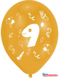 Boldog Születésnapot Happy Birthday 9 Ribbon léggömb, lufi 8 db-os 10 inch (25, 4cm) (JAV_DPA996583)