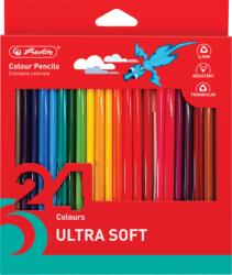 Herlitz Creioane colorate Ultrasoft, mina 3.3mm, set 24 culori, Herlitz HZ9498380
