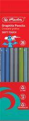 Herlitz Set 12 creioane grafit 2B soft touch triunghiular Herlitz 9498620, 2.4 mm (9498620)