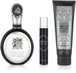 LATTAFA Pride Fakhar Black комплект за мъже Eau de Parfum 100 ml + Парфюмна вода миниатюра 12 ml + Д