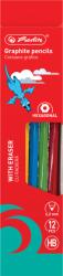 Herlitz Set 12 creioane hexagonale Herlitz grafit HB cu radiera, 2.2 mm (9498580)