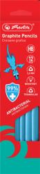Herlitz Set 12 creioane triunghiulare grafit HB Herlitz bacteriostatic, 2.2 mm, corp albastru (9498440)