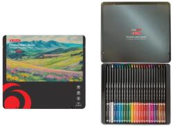 Herlitz Set 24 creioane colorate rotunde Herlitz, corp negru, 4 mm, cutie metal (9498250)