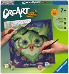 Ravensburger Set pentru pictură după numere Ravensburger CreArt - Bufniță (Do it together) (12023153)