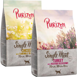 Purizon 2x400g Purizon száraz macskatáp vegyes próbacsomagban-Single Meat csirke & kamillavirág + pulyka & hanga