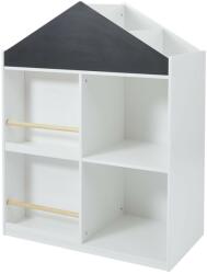 Ginger Home Montessori Gyerek Könyvespolc és Játéktároló - Ház Formájú Gyerek Polc Rajztáblával, Fehér, 72.5x40x95.8 cm