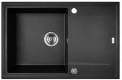 Laveo MEGALO Gránit mosogató: egymedence csepptálcás, fekete (SBE_711T)