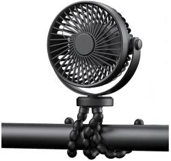 EUROLAMP Újratölthető asztali ventilátor 3W/5V 1200 mAh fekete 300-20504 (EU0695)