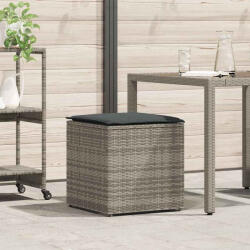 vidaXL Párnás doboz tárolóval Szürke 50 x 50 x 50 cm polirattan (365410)