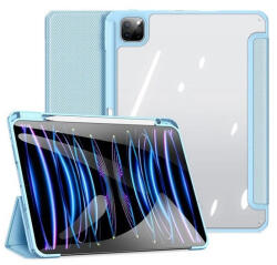 Apple iPad Pro 11 (2024 / 2025), mappa tok, Smart Case, légpárnás sarok, közepesen ütésálló, érintőceruza tartó, átlátszó hátlap, Dux Ducis Toby, kék - prodots