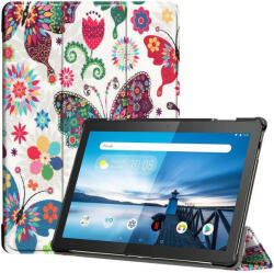 Samsung Tab S9 FE Plus (12.4) SM-X610 / X616B, mappa tok, színes nagy pillangó minta, Trifold, fehér - prodots
