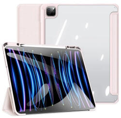 Apple iPad Pro 13 (2024 / 2025), mappa tok, Smart Case, légpárnás sarok, közepesen ütésálló, érintőceruza tartó, átlátszó hátlap, Dux Ducis Toby, rózsaszín - prodots