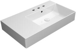 SAPHO GSI Kube X kerámia mosdó 80x47 cm 3 csaplyukkal csiszolt alsó élekkel és ExtraGlaze bevonattal, jobbos/fehér 94579311 (94579311)
