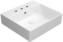 SAPHO GSI Kube X kerámia mosdó 50x47 cm 3 csaplyukkal csiszolt alsó élekkel és ExtraGlaze bevonattal, fehér 94309311 (94309311)