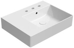 SAPHO GSI Kube X kerámia mosdó 60x47 cm 3 csaplyukkal és Extraglaze bevonattal, jobbos/fehér 9439311 (9439311)