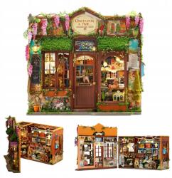 Bedee Miniatűr ház nagy sűrűségű kartonból Modell Book Nook Miniatűr Diy (3D DIY Podpórka do książek w kształcie domku)