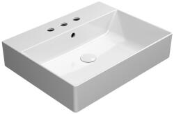 SAPHO GSI Kube X kerámia mosdó 60x47 cm 3 csaplyukkal csiszolt alsó élekkel és ExtraGlaze bevonattal, fehér 94319311 (94319311)