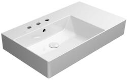 SAPHO GSI Kube X kerámia mosdó 80x47 cm 3 csaplyukkal csiszolt alsó élekkel és ExtraGlaze bevonattal, balos/fehér 94569311 (94569311)