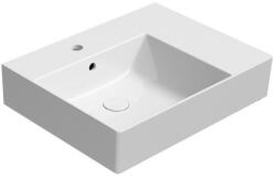 SAPHO GSI Kube X kerámia mosdó 60x47 cm 1 csaplyukkal csiszolt alsó élekkel és Extraglaze bevonattal, balos/fehér 94389111 (94389111)