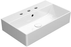 SAPHO GSI Kube X kerámia mosdó 60x37 cm 3 csaplyukkal csiszolt alsó élekkel és ExtraGlaze bevonattal, fehér 94549311 (94549311)