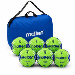 Molten Pachet 6 mingi handbal Molten H2A4000, aprobate IHF, marime 2, competitie, cu geanta transport (6xH2A4000+EH0046-B)