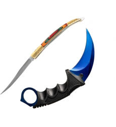 Depox Set cutit karambit si cutit spaniol, otel inoxidabil, 19 cm , albastru (1635)