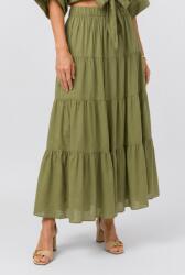 Shopika Fusta lunga din bumbac cu volane si talie elastica, verde olive Talie unica
