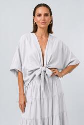 SHOPIKA Blazer tip kimono din bumbac fin cu inchidere prin innodare, alb Talie unica
