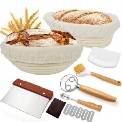 Bedee Rattan sütő szett 2 db kelesztő kosár késsel és habverővel (2 kosze do wyrastania rattanowe)