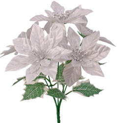 Valex Decor Mikulásvirág csokor, 5 fejes, 31cm magas - Ezüstös fehér (LD093-01)