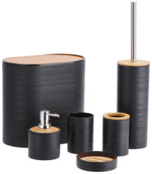 AdTrend Set 6 accesorii baie bambus plastic negru maro (120788A)