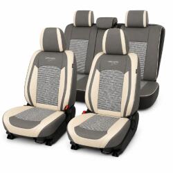 Carguard Huse auto premium 5 locuri Carguard Deluxe, piele ecologica si textil, gri-bej (HSA014)