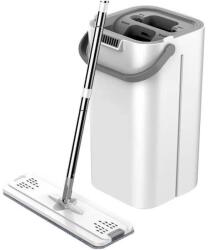 Flippy Set de curatenie Flippy, mop si galeata, galeata 5.7 l, 4 rezerve microfibra incluse, design modern, pentru interior, material plastic, peri sintetici, plat, cu storcere, alb (125229)