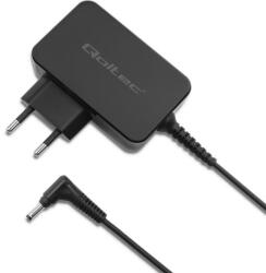 Qoltec Laptop töltő tápkábellel és tépőzárral, Qoltec, 52393, Teljesítmény: 45W, Kimeneti feszültség: 20V, Kimeneti áram: 2.25A, Csatlakozó: 4.0 * 1.7 mm, Méretek: 90 x 75 x 30 mm, Fekete (52393)