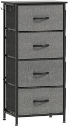 HOMCOM Comodă 4 sertare din material textil, mobilier de depozitare cu 4 buzunare, 2 cârlige, structură din oțel, 45 x 30 x 94, 5 cm, gri | Aosom Romania (83D-064V00GY) Comoda