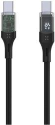 FIXED Cable USB-C/USB-C kábel kijelzővel és PD támogatással, 2 m, USB 2.0, 100 W, fekete (FIXDD-CC2-BK)