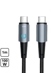 Cellect Szövet adatkábel 100W Type-C to Type-C Fekete 1m MDCU-TYPEC-100WS-BK (MDCU-TYPEC-100WS-BK)