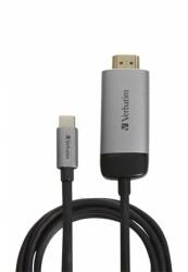 Verbatim Adapter, USB-C/HDMI, 4K, kábellel, VERBATIM, alumínium-fekete (KV49144) - papirdepo