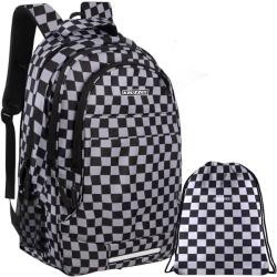 KRUZZEL 24530 Iskolai hátizsák, 22 l, kockás, 2in1 (id17827-code24530)