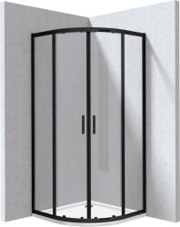 Deante Funkia Evo cabină cu cădiță 80x80 cm semicircular negru mat/sticlă transparentă KYPPN088P (KYPPN088P)