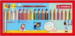 STABILO woody 3 in 1 + hegyező + ecset, 18 színű