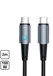 Cellect Szövet adatkábel 100W Type-C to Type-C Fekete 2m MDCU-TYPEC2-100WS-BK (MDCU-TYPEC2-100WS-BK)