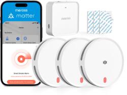 Meross Smart Smoke Alarm - 3 × MA151 + 1 × MSH450 Matter hub szett (MA151HMATRI-EU)