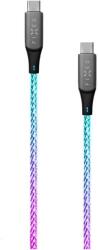 FIXED LED Cable USB-C/USB-C világító hatással és PD támogatással 1, 2 méter 60W fonott szivárvány (FIXDLED-CC-RA)