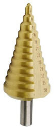 Strend Pro Lépcsős fémfúró, Strend Pro SD421, átmérő: 6-38 mm, HSS 4241 gyorsacél, titán-nitrid bevonat (TiN), egyenes, fémhez (TC4200862)