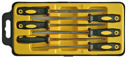 Strend Pro Reszelőkészlet, Strend Pro FS2006, szürke, 17 cm, 6 db, vegyes profilokkal, fém, fa, műanyag megmunkálásához, műanyag tárolótálcában (TC227386)