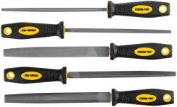 Strend Pro Reszelőkészlet, Strend Pro FS1015, szürke, 20 cm, 5 db (kör, félkör, háromszög, négyzet, lapos), edzett acél talp, műanyag markolat, fém, fa, műanyag megmunkálásához (TC227290)